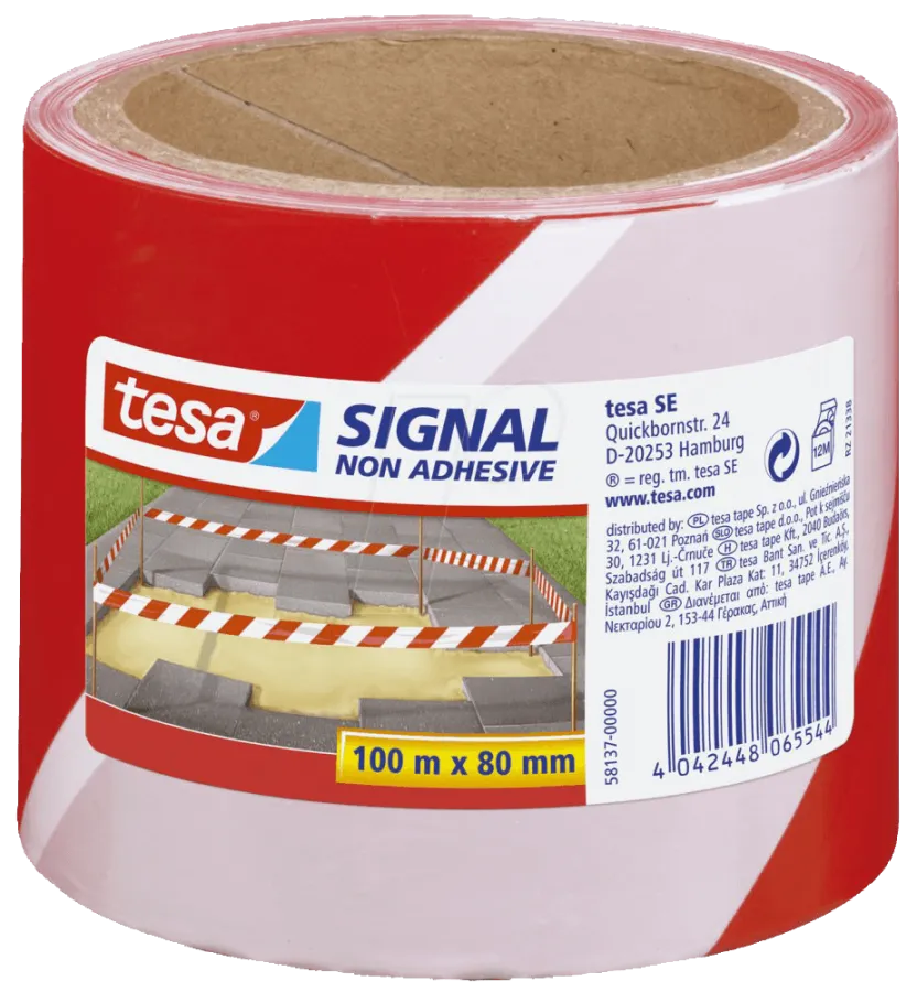 Výstražná nelepivá páska Tesa 58137 červeno-biela (100mx80m)